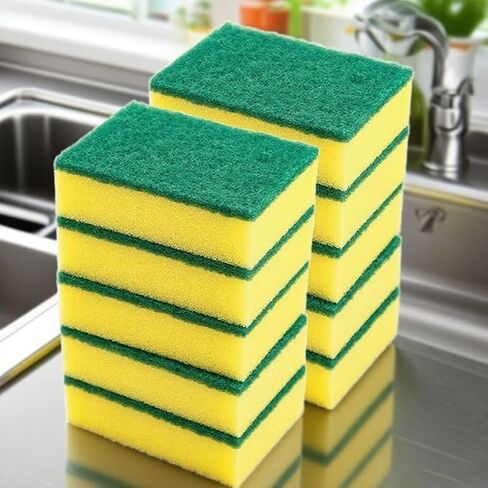 10Pcs Cleaning Sponge,Suitable for Tableware, Cookware and Frying Pans,Effectively Removes Stains,Easy to Clean in Saudi Arabia