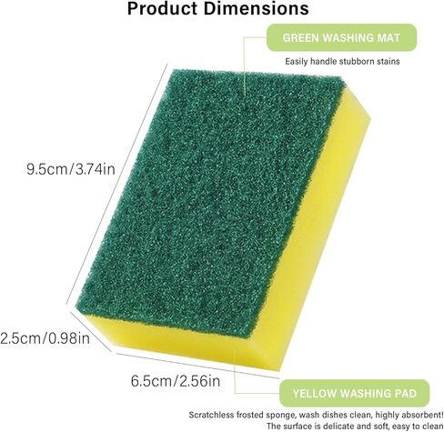 10Pcs Cleaning Sponge,Suitable for Tableware, Cookware and Frying Pans,Effectively Removes Stains,Easy to Clean in Saudi Arabia
