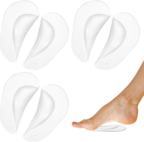 3 Pairs Gel Arch Support Inserts Women, Soft Clear Gel Insoles for Flat Feet, Adhesive Silicone Orthopedic Insoles for Relieve Pressure and Foot Pain, Non-Slip Clear Arch Support Pads in Saudi Arabia
