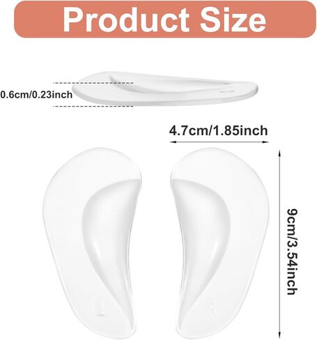 3 Pairs Gel Arch Support Inserts Women, Soft Clear Gel Insoles for Flat Feet, Adhesive Silicone Orthopedic Insoles for Relieve Pressure and Foot Pain, Non-Slip Clear Arch Support Pads in Saudi Arabia