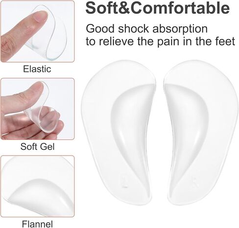 3 Pairs Gel Arch Support Inserts Women, Soft Clear Gel Insoles for Flat Feet, Adhesive Silicone Orthopedic Insoles for Relieve Pressure and Foot Pain, Non-Slip Clear Arch Support Pads in Saudi Arabia