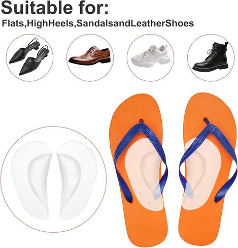 3 Pairs Gel Arch Support Inserts Women, Soft Clear Gel Insoles for Flat Feet, Adhesive Silicone Orthopedic Insoles for Relieve Pressure and Foot Pain, Non-Slip Clear Arch Support Pads in Saudi Arabia