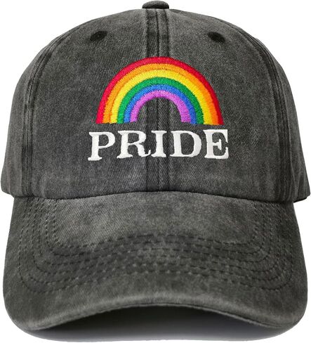 قبعة بيسبول مطرزة بالفخر LGBTQ+ قبعة قوس قزح قبعات للآباء قابلة للتعديل للرجال والنساء إكسسوار فخر المثليين in Kuwait
