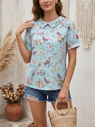 Women's Retro Ethnic Floral Art Print Casual Shirt in Saudi Arabia