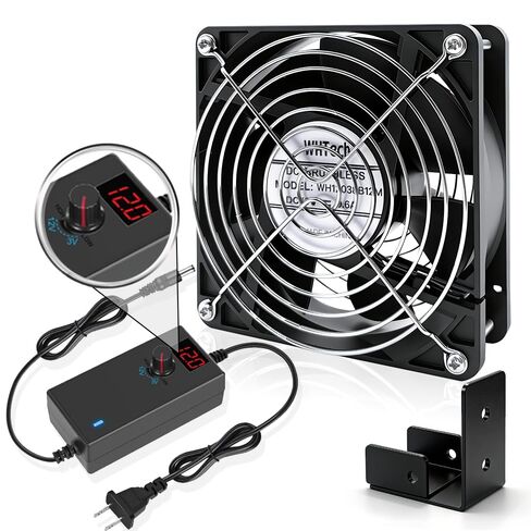 مروحة الكعك WHTech AC 110V 240V 120 مم × 38 مم مع وحدة تحكم متغيرة السرعة للمدخل، من غرفة إلى غرفة، موقد خشبي، مدفأة، تبريد دوران خزانة الشبكة in Saudi Arabia