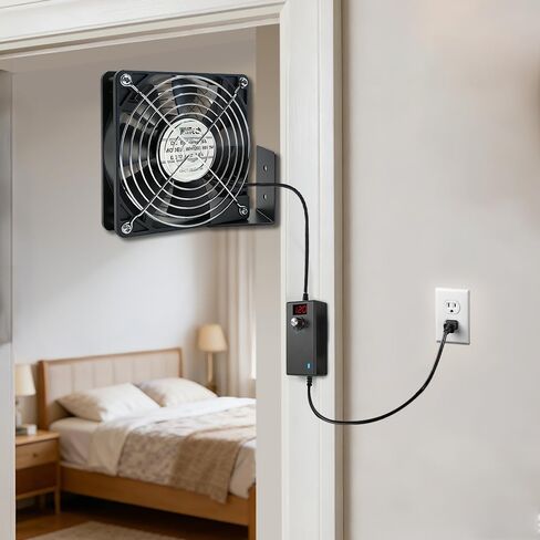 مروحة الكعك WHTech AC 110V 240V 120 مم × 38 مم مع وحدة تحكم متغيرة السرعة للمدخل، من غرفة إلى غرفة، موقد خشبي، مدفأة، تبريد دوران خزانة الشبكة in Saudi Arabia