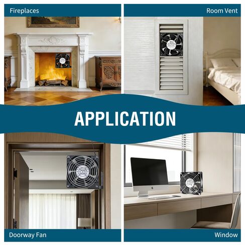 مروحة الكعك WHTech AC 110V 240V 120 مم × 38 مم مع وحدة تحكم متغيرة السرعة للمدخل، من غرفة إلى غرفة، موقد خشبي، مدفأة، تبريد دوران خزانة الشبكة in Saudi Arabia