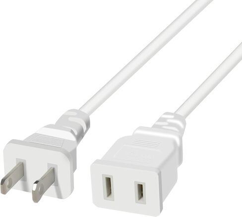 10 Feet Extension Cord White Flat Thin Flexible 2 Prong Long Polarity Power Cord 1250W 10A for Indoor Use with Single Outlet for Holiday Lights, Lamps, Cameras, Appliance ETL Listed (1 Pack) in Saudi Arabia