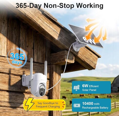 4G LTE Cellular Solar Security Camera Wireless Outdoor, No WiFi Security Camera Solar Powered, 360° Live View, 2K Color Night Vision, AI Detection, 2-Way Audio, Phone Notification, Built-in SIM Card in Saudi Arabia