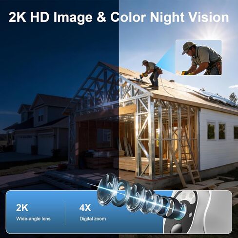 4G LTE Cellular Solar Security Camera Wireless Outdoor, No WiFi Security Camera Solar Powered, 360° Live View, 2K Color Night Vision, AI Detection, 2-Way Audio, Phone Notification, Built-in SIM Card in Saudi Arabia