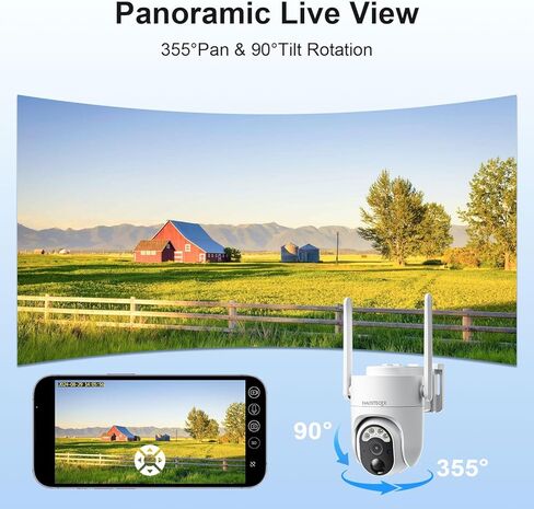 4G LTE Cellular Solar Security Camera Wireless Outdoor, No WiFi Security Camera Solar Powered, 360° Live View, 2K Color Night Vision, AI Detection, 2-Way Audio, Phone Notification, Built-in SIM Card in Saudi Arabia