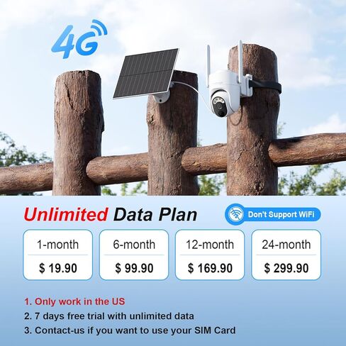 4G LTE Cellular Solar Security Camera Wireless Outdoor, No WiFi Security Camera Solar Powered, 360° Live View, 2K Color Night Vision, AI Detection, 2-Way Audio, Phone Notification, Built-in SIM Card in Saudi Arabia