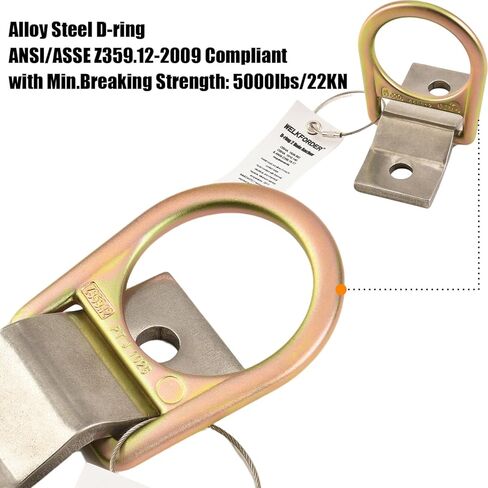 حلقة على شكل حرف D مكونة من فتحتين قابلة لإعادة الاستخدام للحماية من السقوط، مرساة خرسانية من الفولاذ المقاوم للصدأ ومطلية بالزنك | القبض على السقوط | تحديد المواقع | مرساة خرسانية | متوافق مع ANSI&OSHA in Kuwait