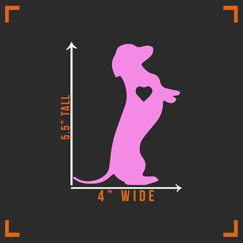 Dachshund Love Heart Decal Vinyl Sticker Auto Car Truck Wall Laptop | Soft Pink | 4" x 5.5" in Saudi Arabia