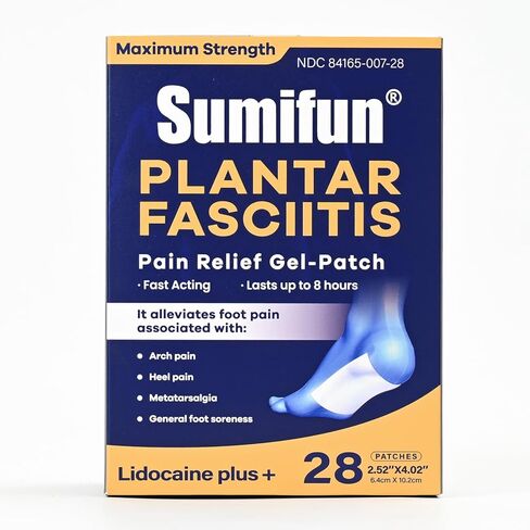Sumifun Plantar Fasciitis Relief Patches 4% Lidocaine Maximum Strength Pain Patches for Foot Pain, Targeted Relief for Heel & Arch Pain, 8-Hour Comfort, Small 2.52"x4.02" Patch (Small, Count, 13) in Saudi Arabia