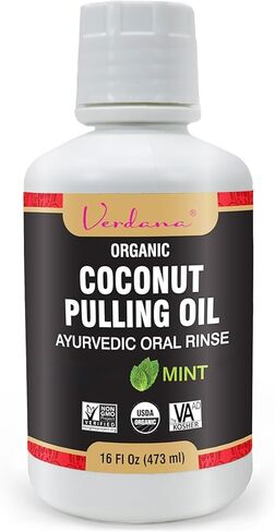 Verdana Organic Oil Pulling Mouthwash – 16 oz Mint – USDA Organic Coconut Oil Rinse for Teeth & Gums – Alcohol-Free, Fluoride-Free Natural Mouthwash for Fresh Breath & Gum Health in Saudi Arabia