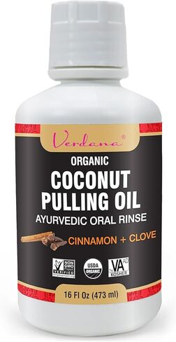Verdana Organic Oil Pulling Mouthwash – 16 oz Mint – USDA Organic Coconut Oil Rinse for Teeth & Gums – Alcohol-Free, Fluoride-Free Natural Mouthwash for Fresh Breath & Gum Health in Kuwait