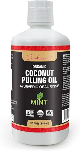 Verdana Organic Oil Pulling Mouthwash – 16 oz Mint – USDA Organic Coconut Oil Rinse for Teeth & Gums – Alcohol-Free, Fluoride-Free Natural Mouthwash for Fresh Breath & Gum Health in Saudi Arabia