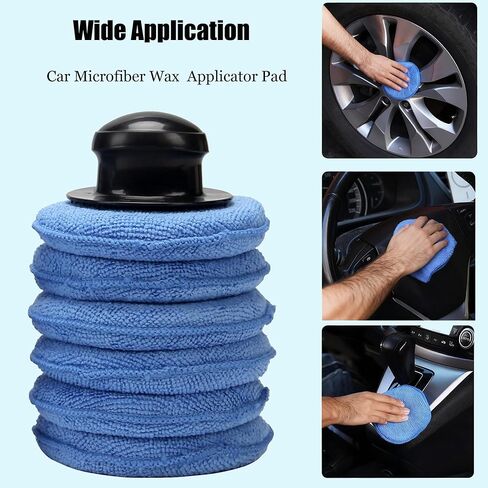 Microfiber Wax Applicator Pads, Car Wax Applicator with Waxing Handle, Buffing & Detail Polishing Foam Pads for Car Cleaning and Fine Polishing(5 inch, 6 Pack) in Saudi Arabia