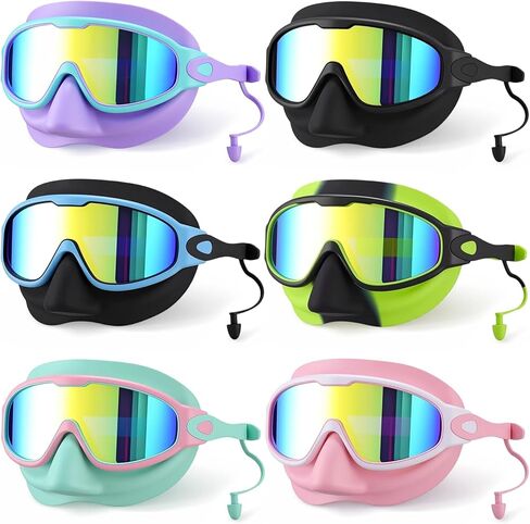 Xuhal 6 Pack Adult Swim Goggles with Nose Cover Diving Mask 180° Wide View Anti Fog/UV No Leak Tempered Glass Lens Adjustable Swimming Snorkel Mask for Men Women Youth in Saudi Arabia