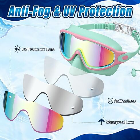 Xuhal 6 Pack Adult Swim Goggles with Nose Cover Diving Mask 180° Wide View Anti Fog/UV No Leak Tempered Glass Lens Adjustable Swimming Snorkel Mask for Men Women Youth in Saudi Arabia