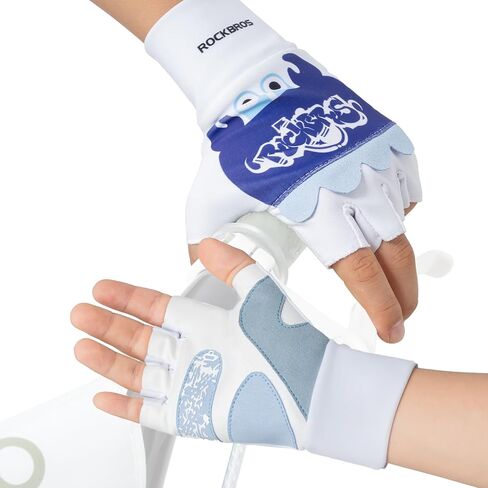 ROCKBROS Kids Fingerless Bike Gloves Sport Half Finger Gloves for Children Climbing Cycling Camping Outdoor Sports,Child - Friendly and Animal - Protective Theme in Saudi Arabia