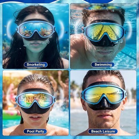 Xuhal 6 Pack Adult Swim Goggles with Nose Cover Diving Mask 180° Wide View Anti Fog/UV No Leak Tempered Glass Lens Adjustable Swimming Snorkel Mask for Men Women Youth in Saudi Arabia