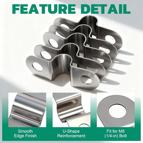 مجموعة متنوعة من مشابك القناة 90 قطعة من OURU 304 من الفولاذ المقاوم للصدأ، 16 مقاسًا (1/4 بوصة - 4 بوصة) دعامة مشبك أنابيب معدنية صلبة على شكل حرف U، شريط أنبوب بفتحتين للسيارات والأسلاك والأنابيب in Kuwait