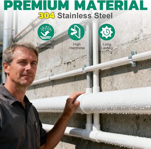 مجموعة متنوعة من مشابك القناة 90 قطعة من OURU 304 من الفولاذ المقاوم للصدأ، 16 مقاسًا (1/4 بوصة - 4 بوصة) دعامة مشبك أنابيب معدنية صلبة على شكل حرف U، شريط أنبوب بفتحتين للسيارات والأسلاك والأنابيب in Kuwait