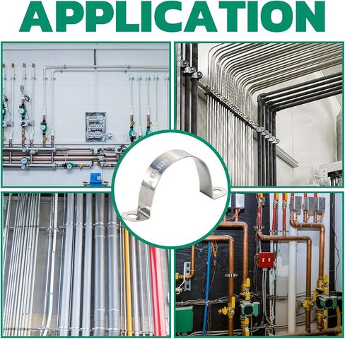 مجموعة متنوعة من مشابك القناة 90 قطعة من OURU 304 من الفولاذ المقاوم للصدأ، 16 مقاسًا (1/4 بوصة - 4 بوصة) دعامة مشبك أنابيب معدنية صلبة على شكل حرف U، شريط أنبوب بفتحتين للسيارات والأسلاك والأنابيب in Kuwait