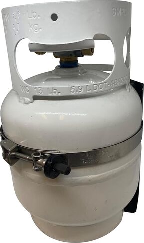 دعامة خزان البروبان من الفولاذ المقاوم للصدأ مع مسمار على شكل حرف T سريع التحرير لزجاجة غاز البروبان سعة 5 رطل LP للمركبات البرية، ومركبات RV والبحرية - المحور البري بواسطة Preece Preece Precision in Kuwait