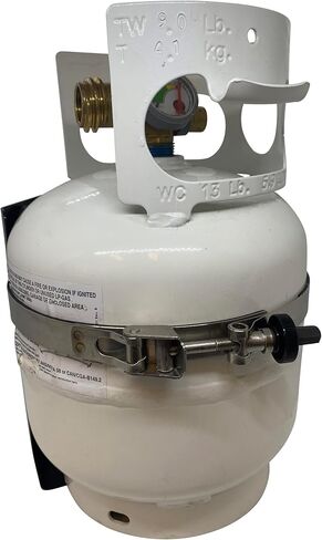 دعامة خزان البروبان من الفولاذ المقاوم للصدأ مع مسمار على شكل حرف T سريع التحرير لزجاجة غاز البروبان سعة 5 رطل LP للمركبات البرية، ومركبات RV والبحرية - المحور البري بواسطة Preece Preece Precision in Kuwait