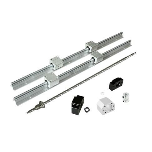 2pcs R25 Linear Guide Bracket + 4pcs R25UU Bearing seat + SFU2005 Ball Screw end Processing + nut seat + BKBF15 + Coupling kit(SBR25-600 2005-600) in Saudi Arabia