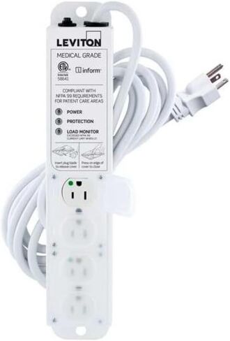 Leviton 20 Amp Medical Grade Power Strip with Load Monitoring Inform Technology, Surge Protected, 4-Outlet, 15’ Cord, 53C4M-2S5 in Saudi Arabia