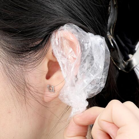100 Pcs Disposable Ear Covers for Shower, Clear Waterproof Ear Covers for Bathing, Waterproof Plastic Ears Shower Caps for Hair Dye Spa Salon Beauty Treatments in Saudi Arabia