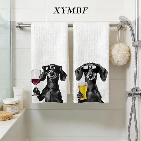 Dachshund Gift Kitchen Bar Towels, Dachshund Gifts for Women Men, Gifts for Wine Beer Lovers Decor Hand Towels for Kitchen Bar Decor, 16x24 in Set of 2 in Saudi Arabia