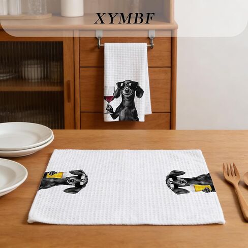 Dachshund Gift Kitchen Bar Towels, Dachshund Gifts for Women Men, Gifts for Wine Beer Lovers Decor Hand Towels for Kitchen Bar Decor, 16x24 in Set of 2 in Saudi Arabia