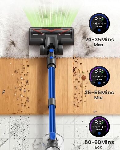 Cordless Vacuum Cleaner, 650W 48KPA 60Min Wireless Vacuum for Home，Stick Vacuum with Green Light Anti-Tangle, Rechargeable Vacuum Cleaners for Pet Hair Carpet Hard Floors (Blue) in Saudi Arabia