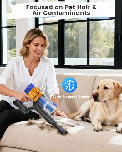Cordless Vacuum Cleaner, 650W 48KPA 60Min Wireless Vacuum for Home，Stick Vacuum with Green Light Anti-Tangle, Rechargeable Vacuum Cleaners for Pet Hair Carpet Hard Floors (Blue) in Saudi Arabia