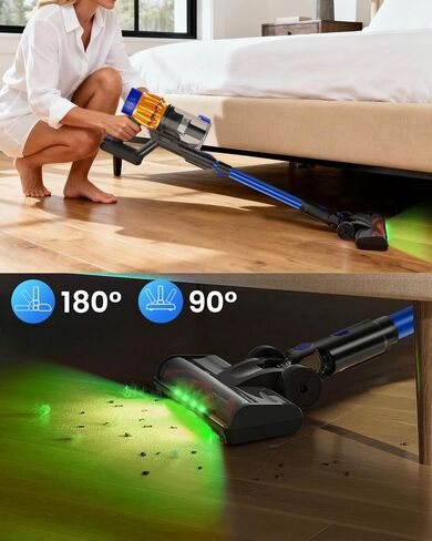 Cordless Vacuum Cleaner, 650W 48KPA 60Min Wireless Vacuum for Home，Stick Vacuum with Green Light Anti-Tangle, Rechargeable Vacuum Cleaners for Pet Hair Carpet Hard Floors (Blue) in Saudi Arabia