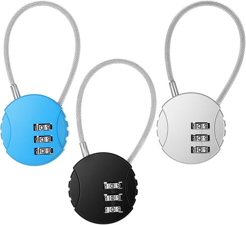 3 PCS 3 Digit Small Combination Locker Lock Gym Lock Padlock Outdoor Resettable Luggage Locks Waterproof Mini Wire Rope Suitcase Gate Pad Combo Locks for Zippers, Backpacks, Trolley Cases in Saudi Arabia