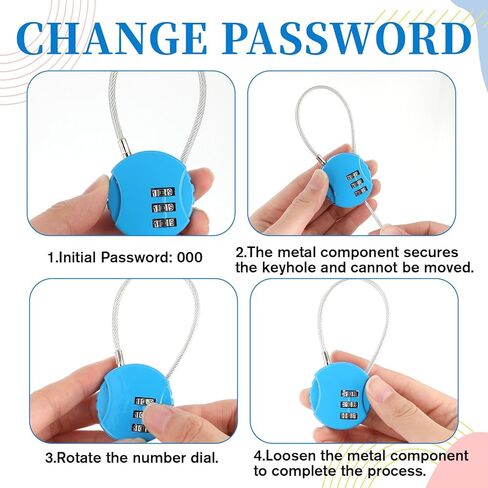 3 PCS 3 Digit Small Combination Locker Lock Gym Lock Padlock Outdoor Resettable Luggage Locks Waterproof Mini Wire Rope Suitcase Gate Pad Combo Locks for Zippers, Backpacks, Trolley Cases in Saudi Arabia