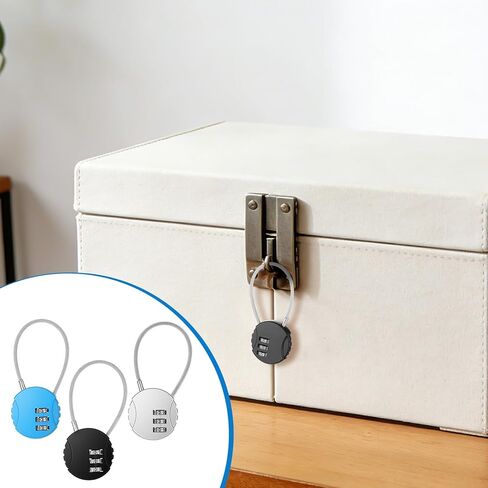 3 PCS 3 Digit Small Combination Locker Lock Gym Lock Padlock Outdoor Resettable Luggage Locks Waterproof Mini Wire Rope Suitcase Gate Pad Combo Locks for Zippers, Backpacks, Trolley Cases in Saudi Arabia