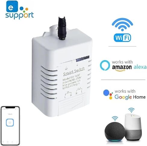 جهاز التحكم في درجة الحرارة والرطوبة eWeLink 16A WiFi عالي الطاقة - جهاز تحكم عن بعد لاسلكي مع مراقبة استهلاك الطاقة، للدفيئة، البيرة المنزلية، تسلق تربية الحيوانات الأليفة، حاضنة، متوافق مع صوت Alexa in Kuwait