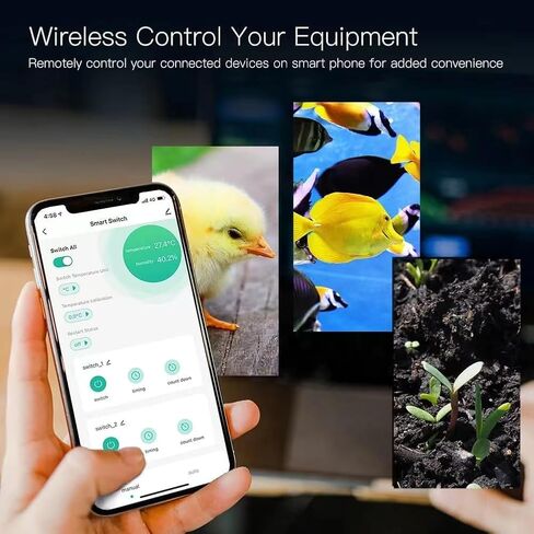 جهاز التحكم في درجة الحرارة والرطوبة eWeLink 16A WiFi عالي الطاقة - جهاز تحكم عن بعد لاسلكي مع مراقبة استهلاك الطاقة، للدفيئة، البيرة المنزلية، تسلق تربية الحيوانات الأليفة، حاضنة، متوافق مع صوت Alexa in Kuwait