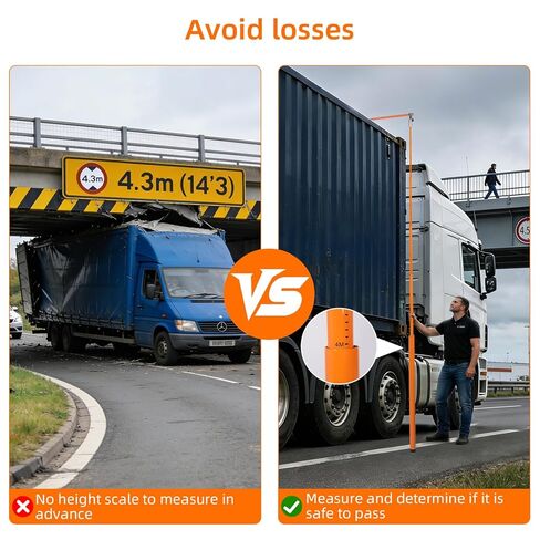 20FT Load Height Measuring Stick, Retractable Measuring Pole Height Stick with Storage Bag, Imperial & Metric Fiberglass Rod, Adjustable Height Measurement Stick for Semi Trucks, Bale Trailer, Tank in Saudi Arabia
