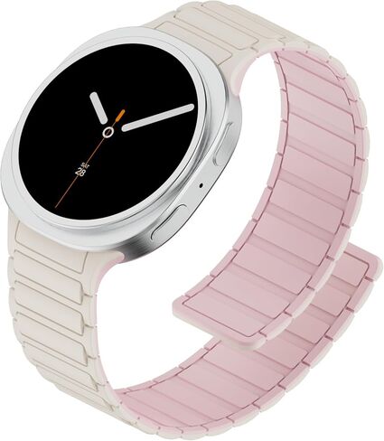 Magnetic Silicone Band Compatible with Samsung Galaxy Watch 8 40mm 44mm/Galaxy Watch 8 Classic 46mm,22mm No Gap Waterproof Soft Sport Replacement Loop Strap for Men Women,Mint Green/Starlight in Saudi Arabia