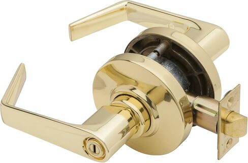 Schlage AL40S SAT 605 Series AL Grade 2 Cylindrical Lock, Privacy Function, Keyless, Saturn Design, Bright Brass Finish in Saudi Arabia