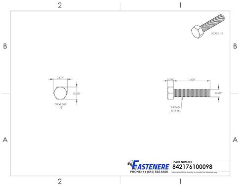 5/16-18 x 1-1/2" Hex Head Cap Screw Bolts, Stainless Steel 18-8, Full Thread, Plain Finish, Flat Point, Quantity 100 by Fastenere in Saudi Arabia