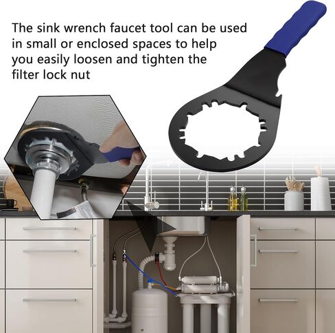 Sink Drain Wrench Universal Under Sink Wrench Faucet Tool Fit for Hex Nuts and All 4, 6 and 8 Tab Locking Nuts on strainer drains Loosen and Tighten the Filter Lock Nut in Saudi Arabia